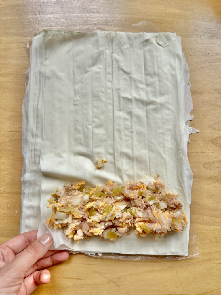 Ground Chicken Puff Pastries rolling up
